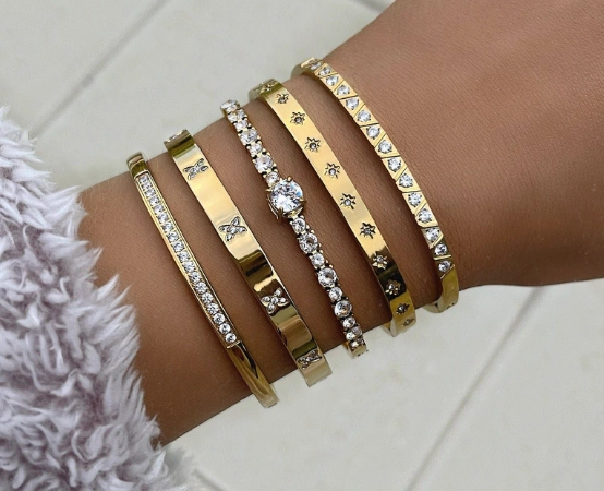 gold bracelet stack non tarnish