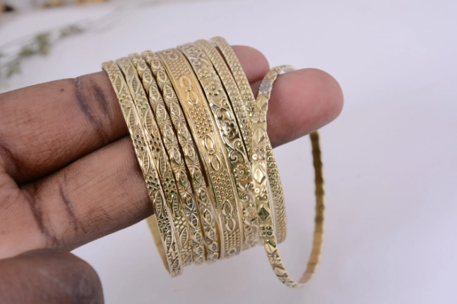 How to stack gold bracelets
