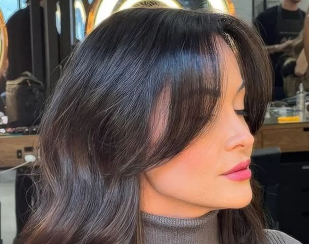 curtain bangs medium length hair