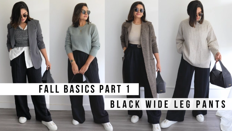 black wide leg trousers women