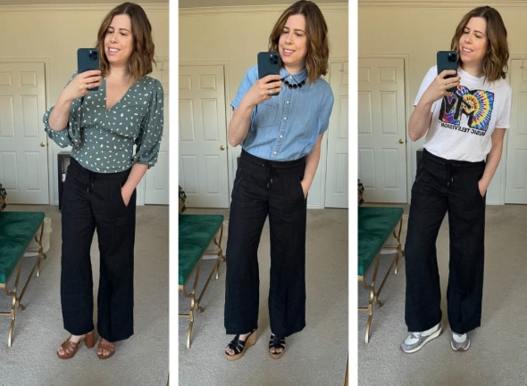 wide leg black dress pants women