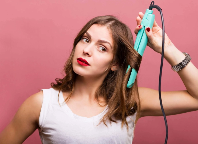 hair curling with flat iron