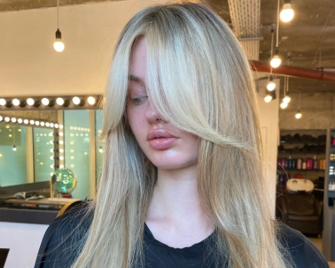 curtain bangs long hair