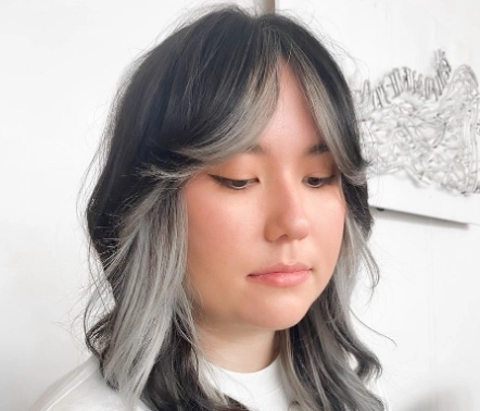 long hair with curtain bangs