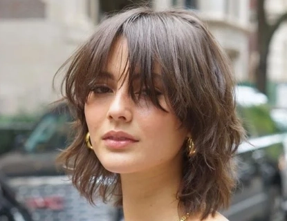 short curtain bangs long hair