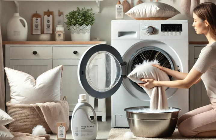 cleaning feather pillows